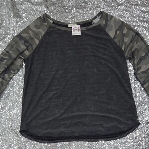 ADORA Black and Camouflage Long Sleeve Tee